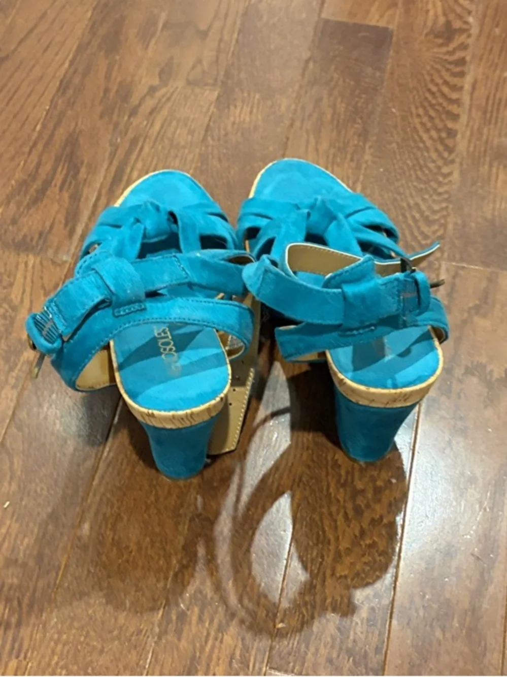 AEROSOLES Teal Suede Wedge Sandals